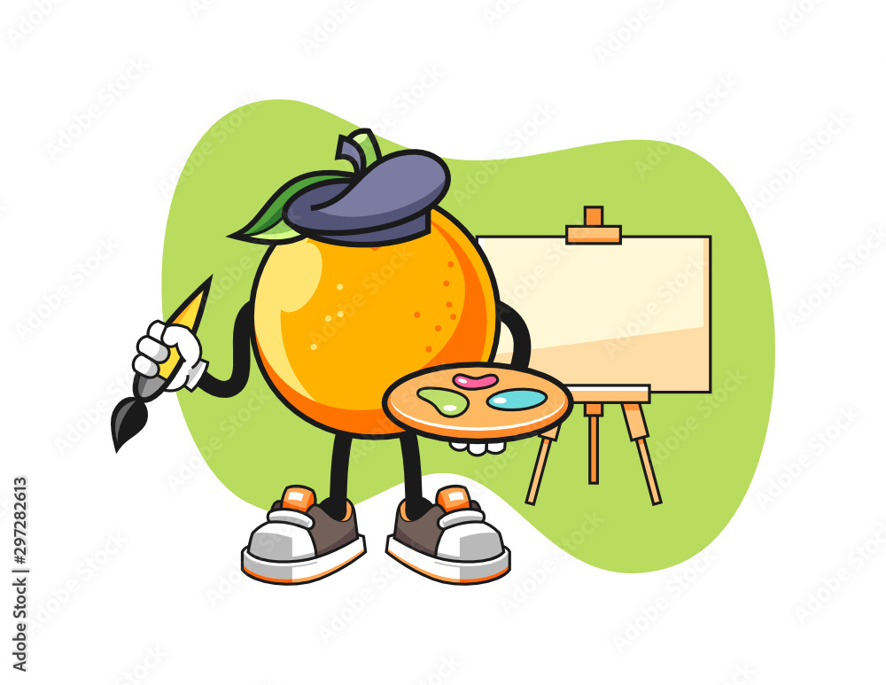 Orange artist cartoon. Mascot Character vector. Orange artist cartoon. Mascot Character vector.