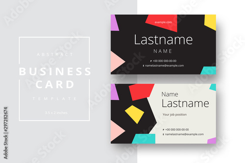 Trendy minimal abstract business card template. Modern corporate stationery id layout with geometric pattern. Vector fashion background design with information sample name text.
