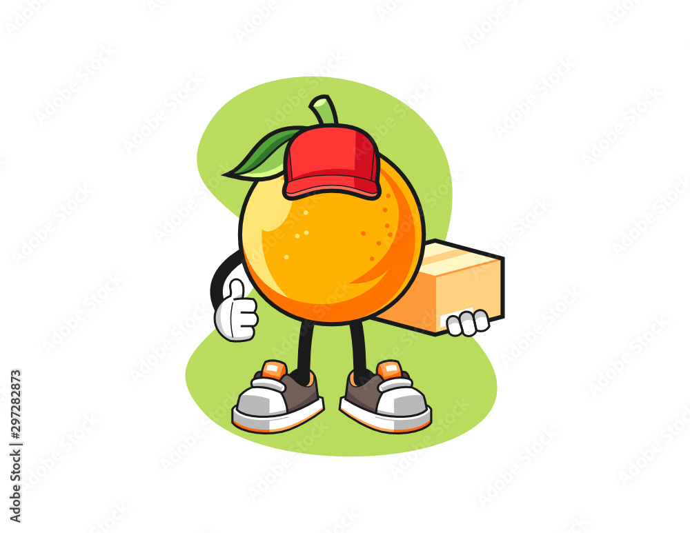 Orange courier cartoon. Mascot Character vector. Orange courier cartoon. Mascot Character vector.
