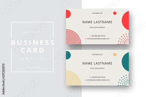 Trendy minimal abstract business card template. Modern corporate stationery id layout with geometric pattern. Vector fashion background design with information sample name text.