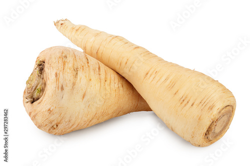 Parsnip root isolated on white background closeup