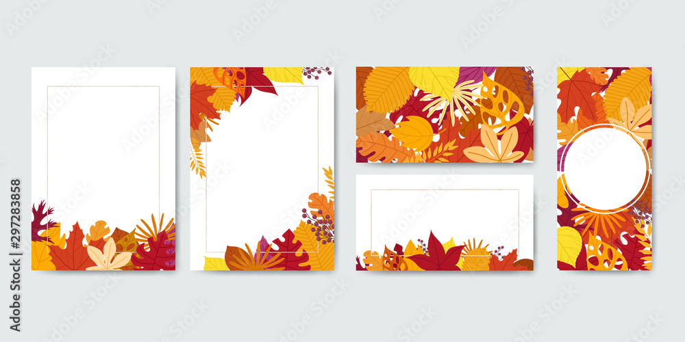 Naklejka premium Square frame made of leaves