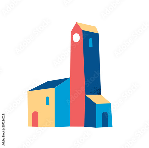 Church / chapel cartoon minimal flat style vector illustration isolated on white background