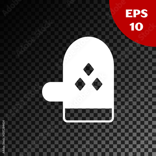 White Oven glove icon isolated on transparent dark background. Kitchen potholder sign. Cooking glove. Vector Illustration