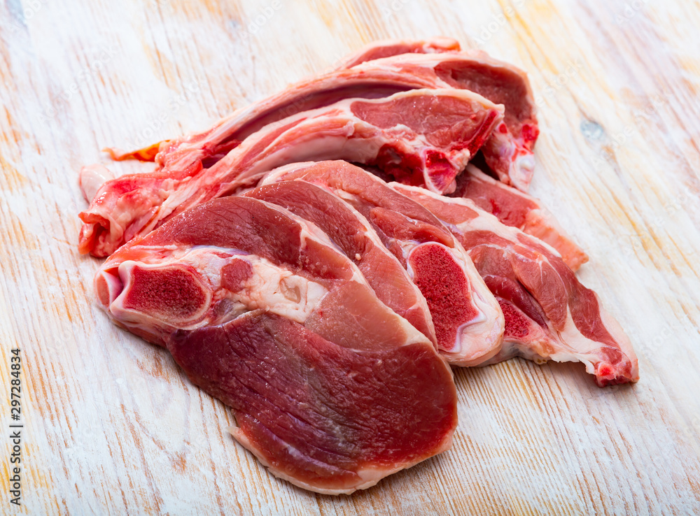 Raw lamb meat cuts