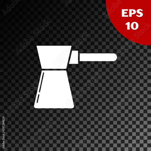 White Coffee turk icon isolated on transparent dark background. Vector Illustration