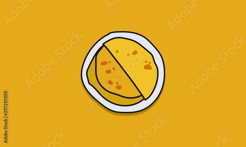 Puran Poli Indian Dish Vector Hand Drawn Sketch