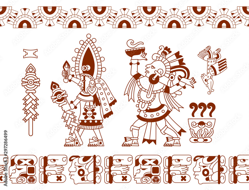 Aztec cacao pattern design collection.