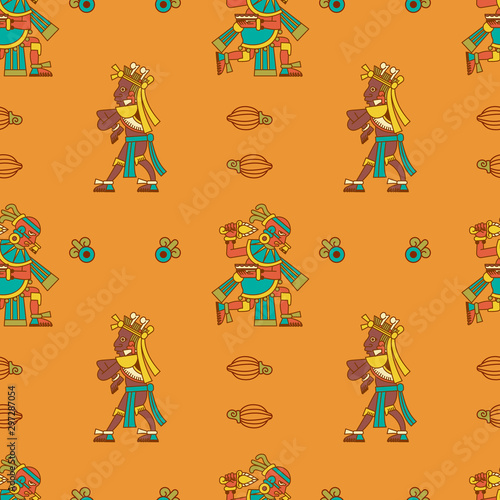 Aztec cacao seamless pattern design.
