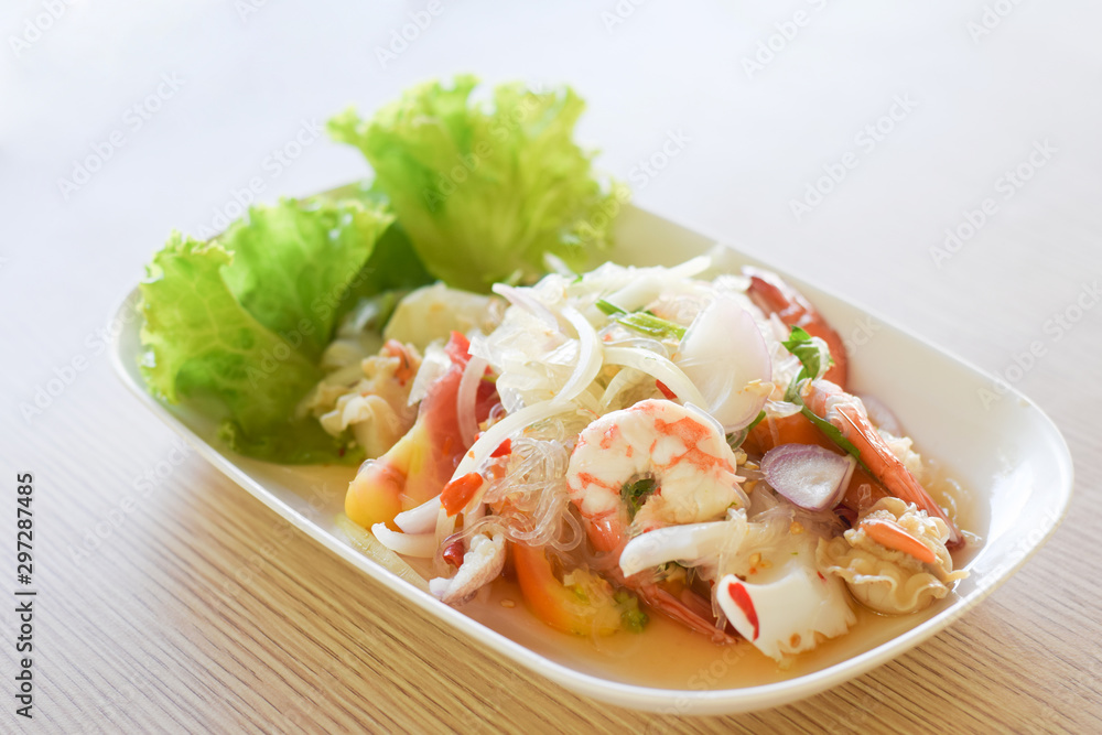 Glass noodle salad seafood. thai salad. Glass noodle salad seafood. thai salad.