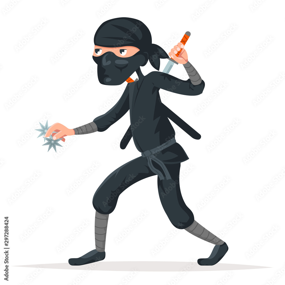 Japan secret ninja assassin japanese sword cartoon character stealthy