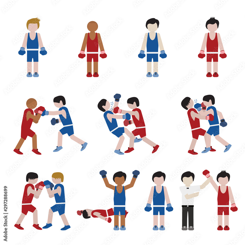 Fototapeta premium Amateur boxing set. Vector illustration.