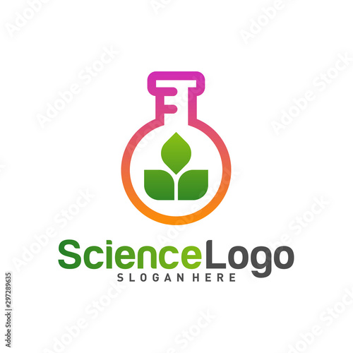 Nature Lab Logo Design Concept Vector. Creative Lab with leaf Logo Template. Icon Symbol