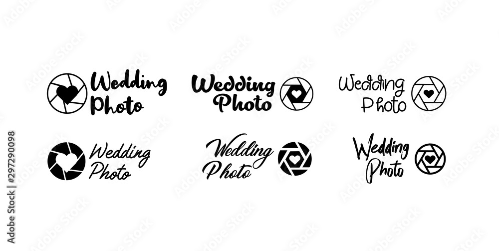 Wedding photographer logo design. Vector illustration.