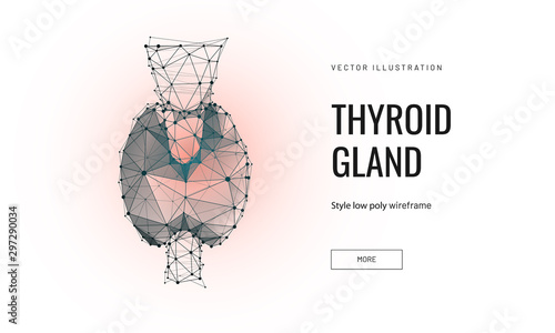 Thyroid gland low poly wireframe landing page template