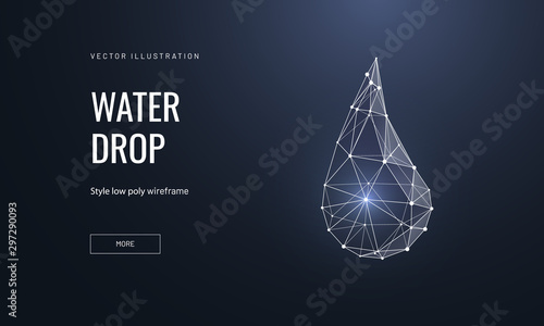 3d water drop low poly landing page template