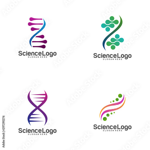 Set of DNA Logo Design Concept Vector. Creative DNA Logo Template. Icon Symbol