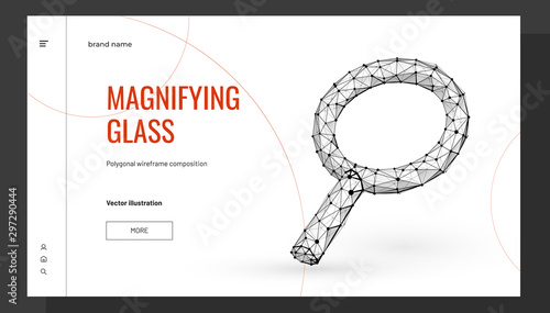 Magnifying glass low poly landing page template