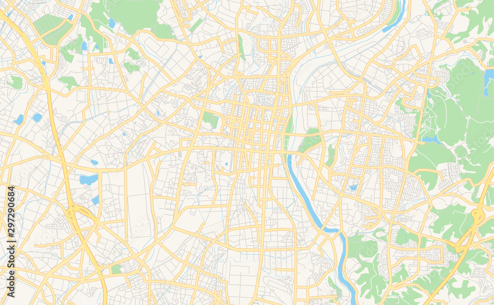 Printable street map of Toyota, Japan