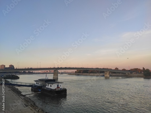 Novi Sad bridge over river Danube in afternoon