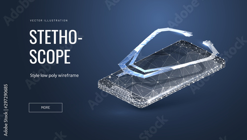 Stethoscope low poly landing page template