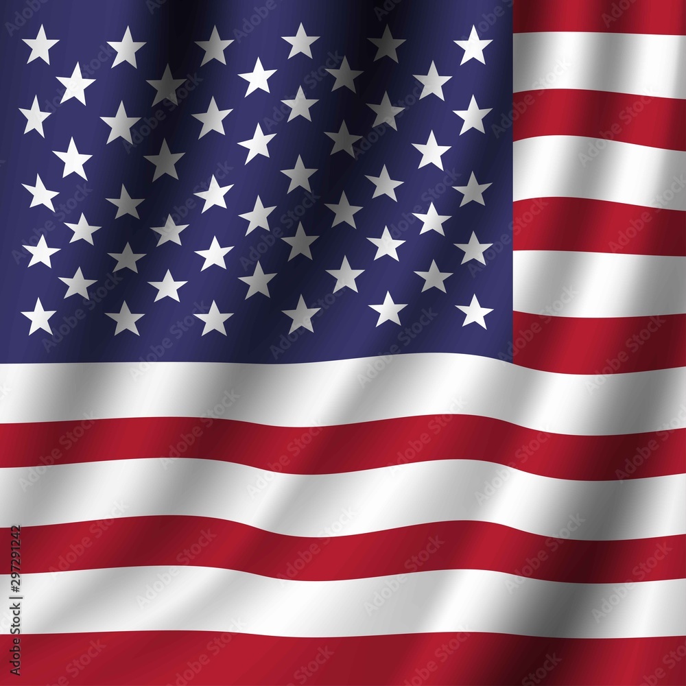 Fototapeta premium Waving flag of the United States of America. Patriotic illustration