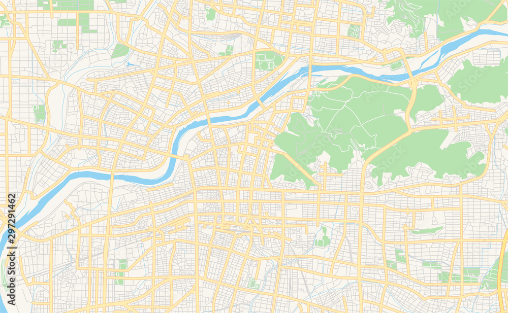 Printable street map of Gifu, Japan