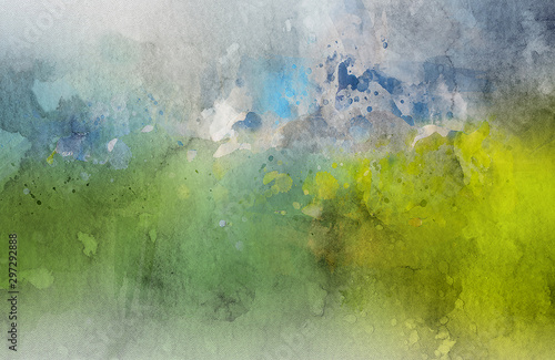 Beautiful Abstract green blue watercolor background.