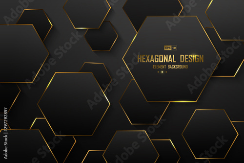 Abstract gradient black of luxury hexagon pattern design decoration background. illustration vector eps10
