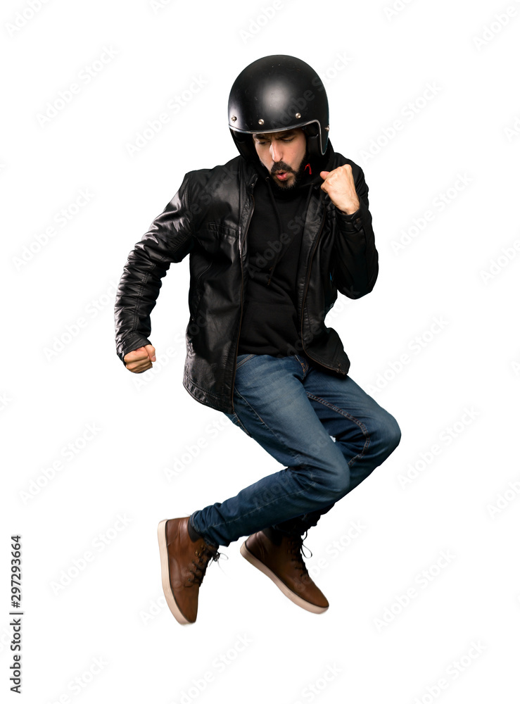 Biker man  jumping