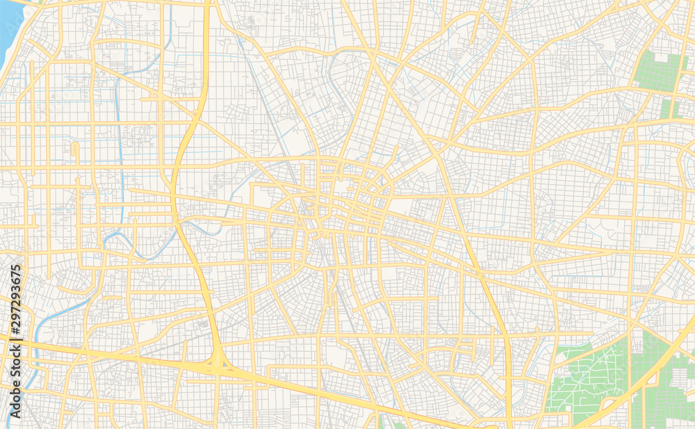 Printable street map of Ichinomiya, Japan