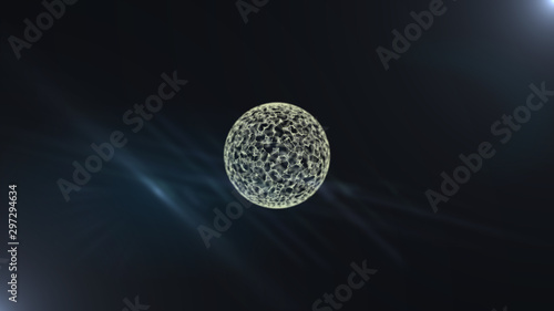 Abstract fire ball floating peacfully isolated on black background.