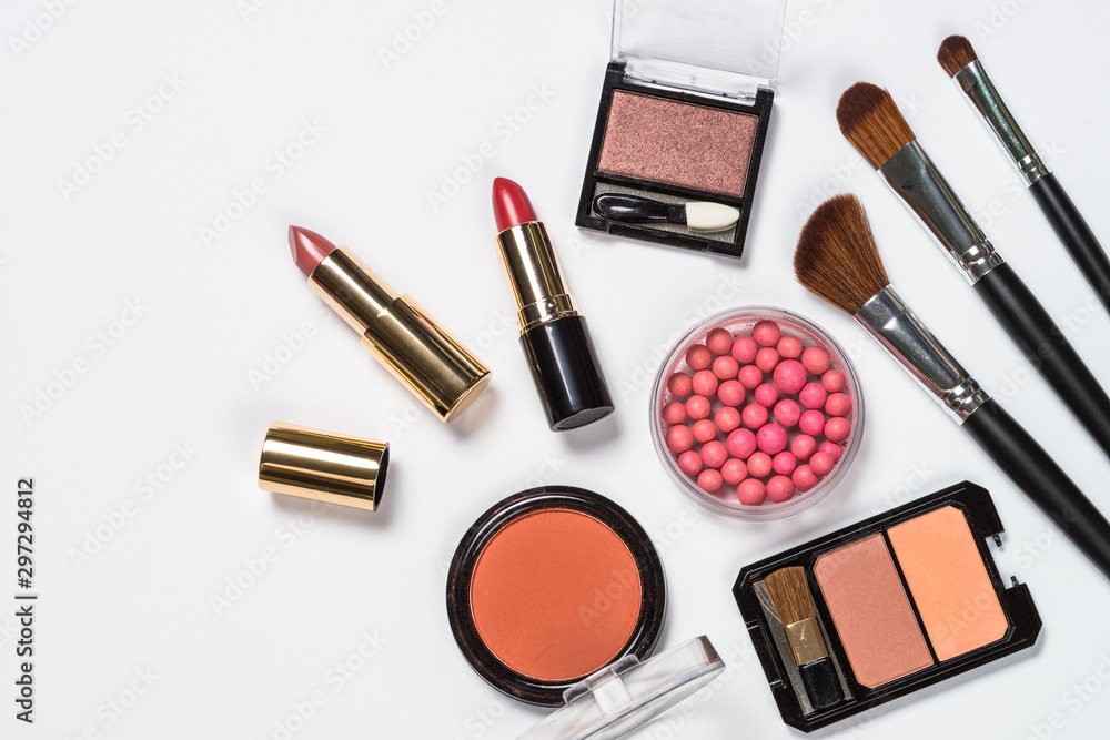 Makeup professional cosmetics on white. Makeup professional cosmetics on white.