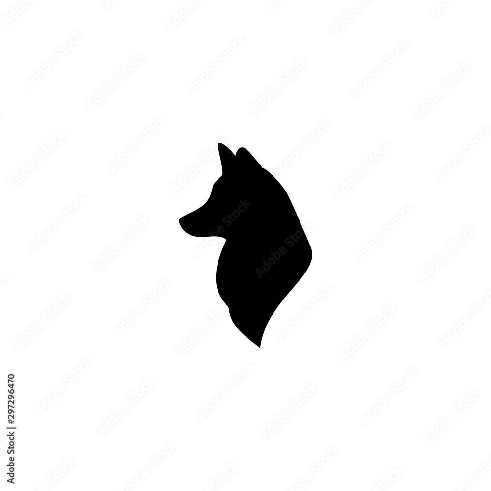 Fototapeta fox head profile icon isolated on white. Vector flat animal silhouette.