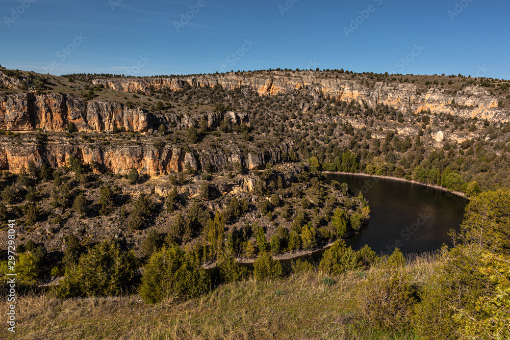 Spectacular view of Hoces del Duraton Gorges, Segovia. Spain