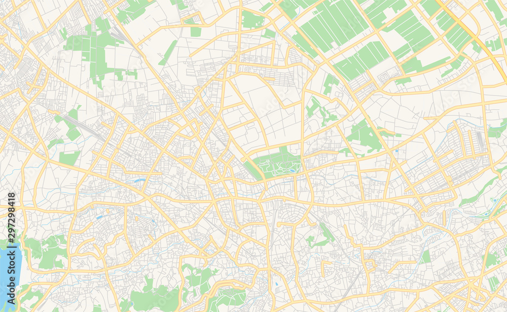 Printable street map of Tokorozawa, Japan