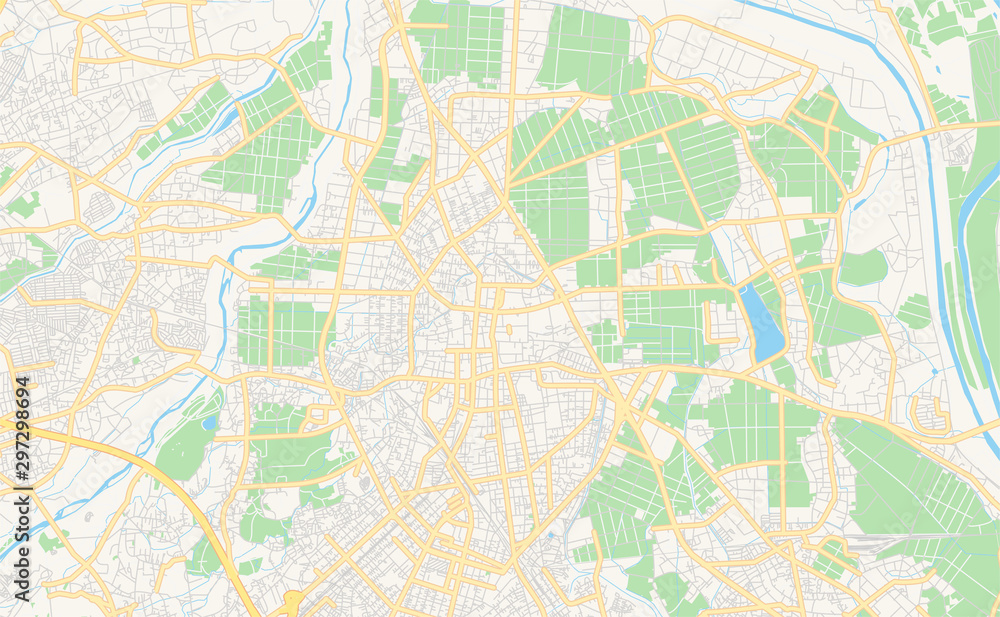 Fototapeta premium Printable street map of Kawagoe, Japan