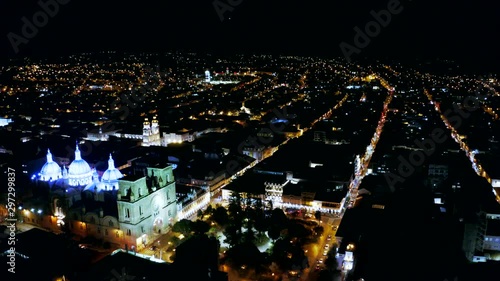 Cuenca Ecuador by night , drone view photo