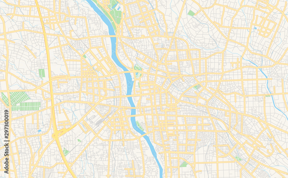 Printable street map of Maebashi, Japan
