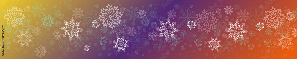 Christmas multicolor illustration with a set of graceful white snowflakes Christmas multicolor illustration with a set of graceful white snowflakes