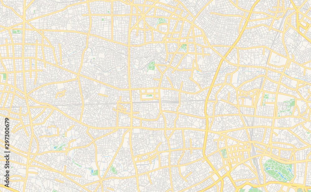 Printable street map of Nakano, Japan
