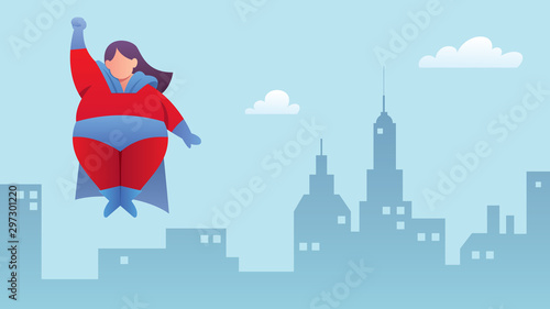 Overweight Superheroine Flying