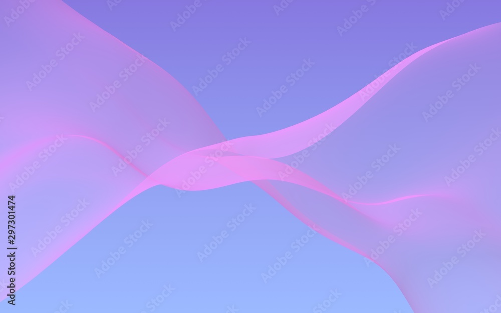 Pink wave on blue sky abstract background. Fluttering pink scarf. Waving on wind pink fabric. 3D illustration Pink wave on blue sky abstract background. Fluttering pink scarf. Waving on wind pink fabric. 3D illustration