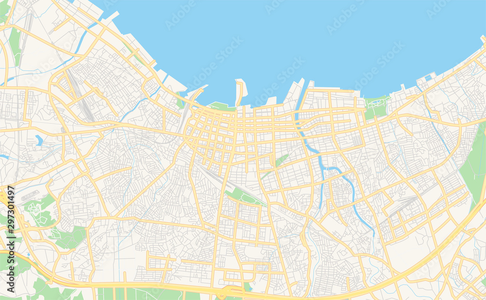 Obraz premium Printable street map of Aomori, Japan