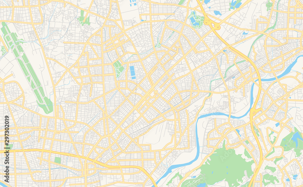 Printable street map of Kasugai, Japan