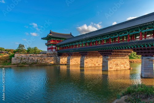 Morning Woljeonggyo Bridge in Gyeongju, South Korea photo