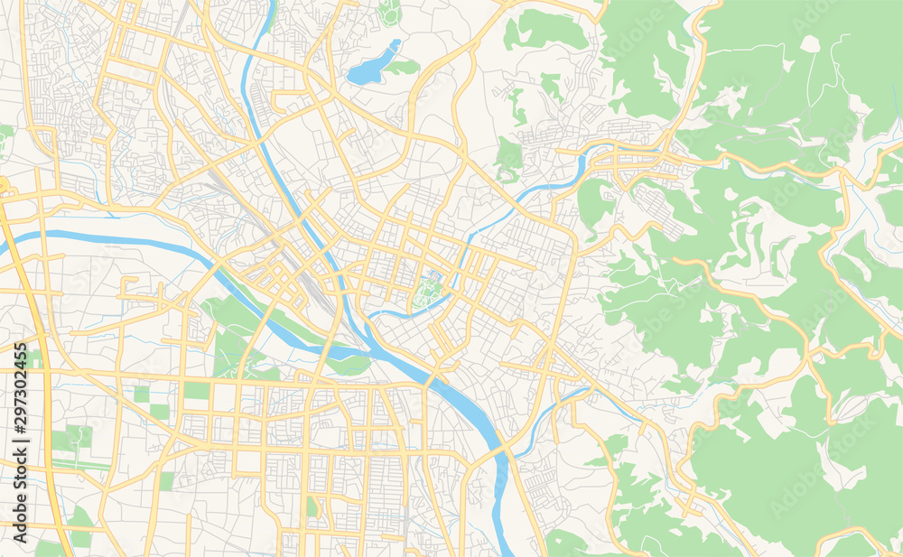 Printable street map of Morioka, Japan