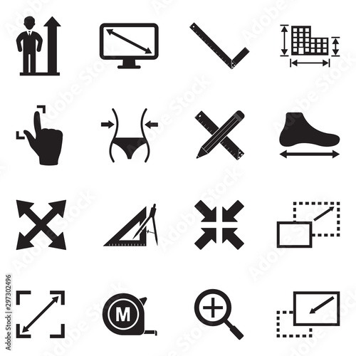 Size Icons. Black Flat Design. Vector Illustration.
