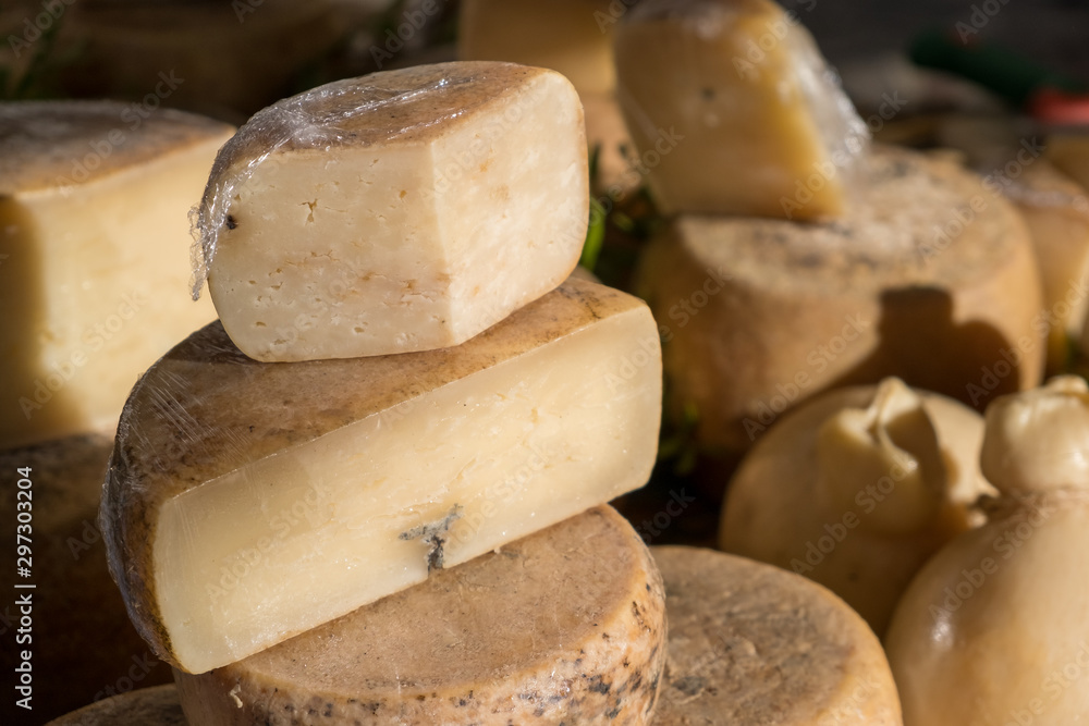Traditional Sardinian cheese with worms. Banned and illegal cheese with