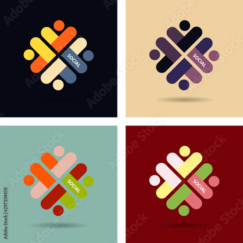 Heart vector symbol. Valentines day ribbon logotype. Abstract line medical health logo icon design.